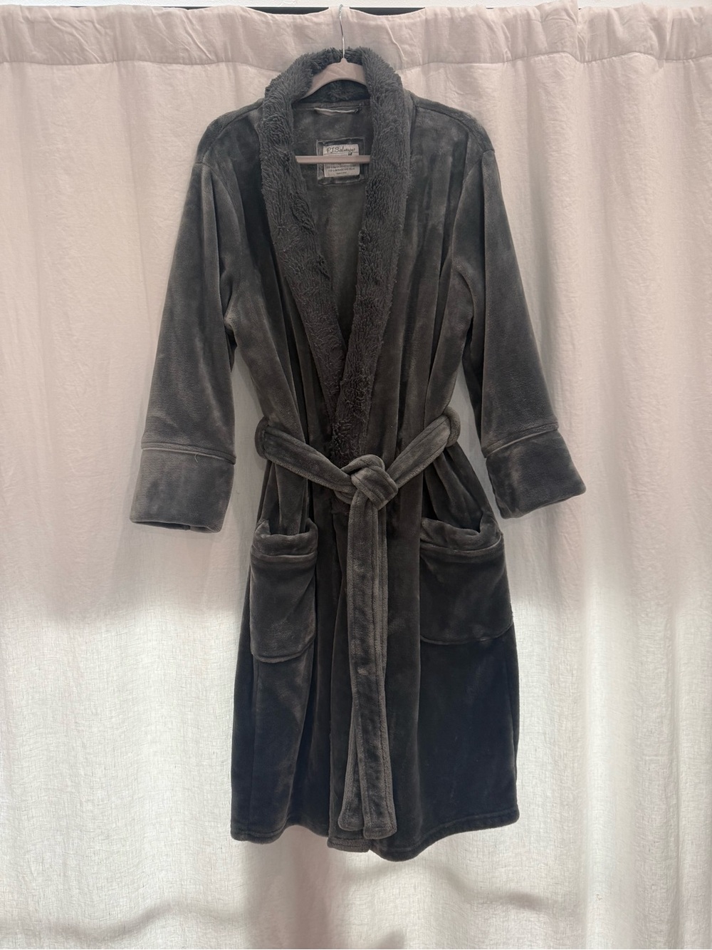 P.J. Salvage Charcoal Plush Shawl Collar Robe
